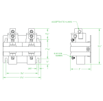 2 Pole Normally Closed 35 AMP Dimensions with T-Top
