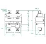 2 Pole Normally Closed 60 AMP Dimensions